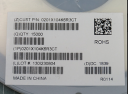 [X94413] 0201X104K6R3CT